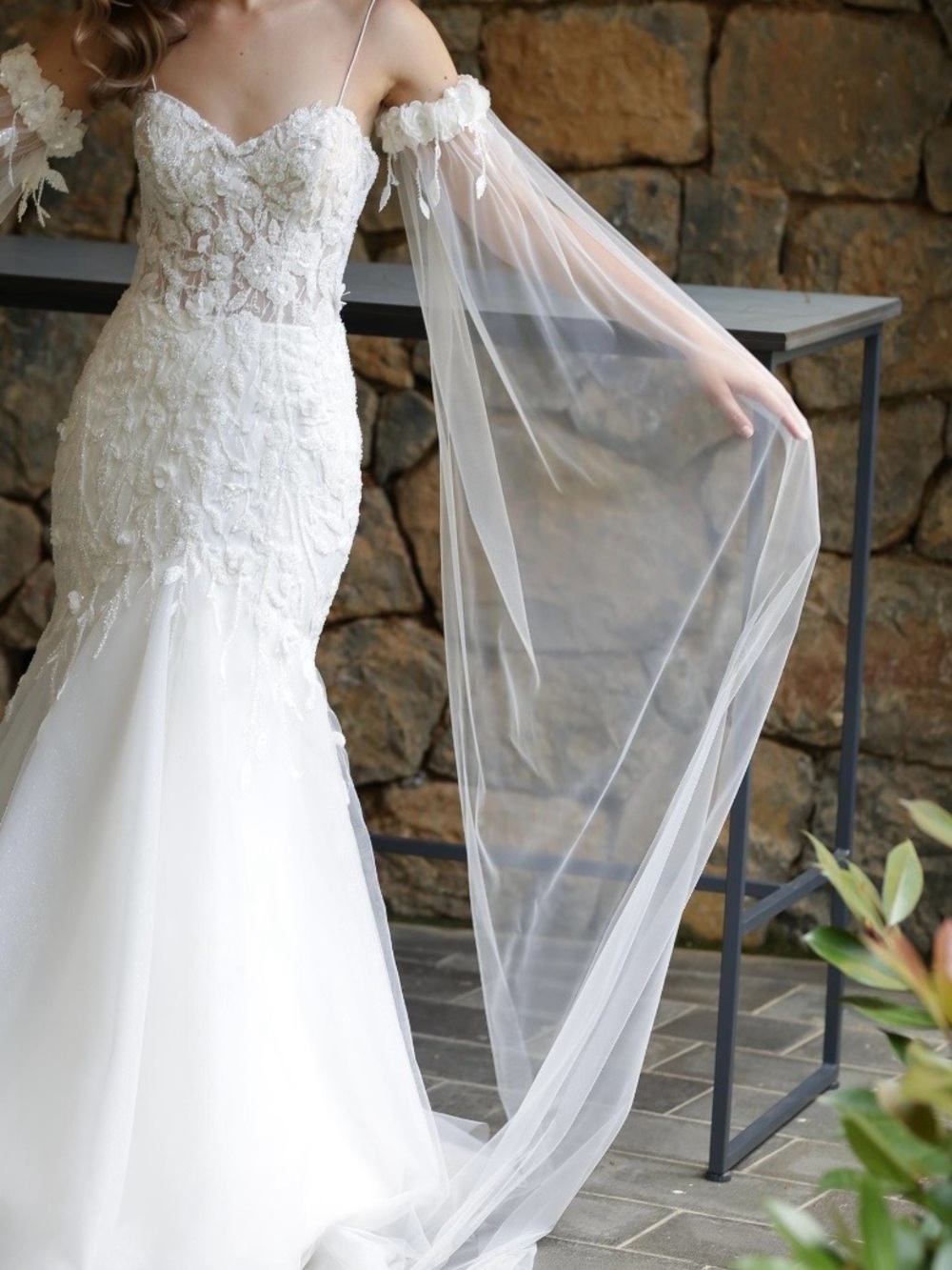 Elegant White Bridal Off-Shoulder Tulle Sleeve Accent - handmade from etsy